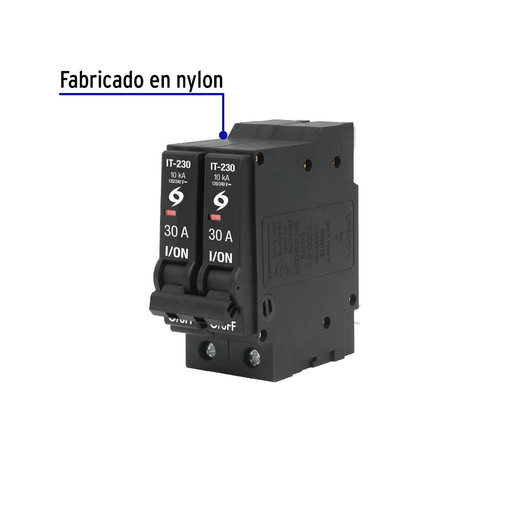 Interruptor de 2 polos 30A, enchufable, VOLTECK  46705