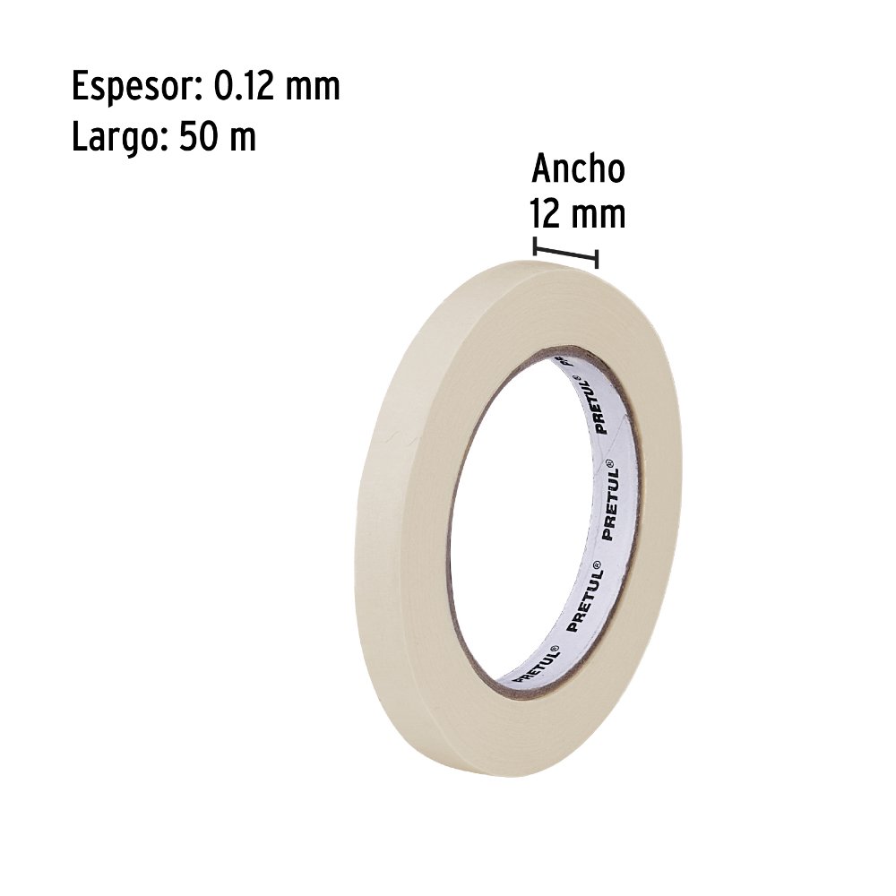 Cinta masking tape de 1/2" x 50 m, PRETUL  20668