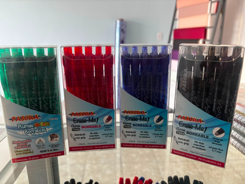 Boligrafo Borrable Erase-me azul, rojo, verde, negro