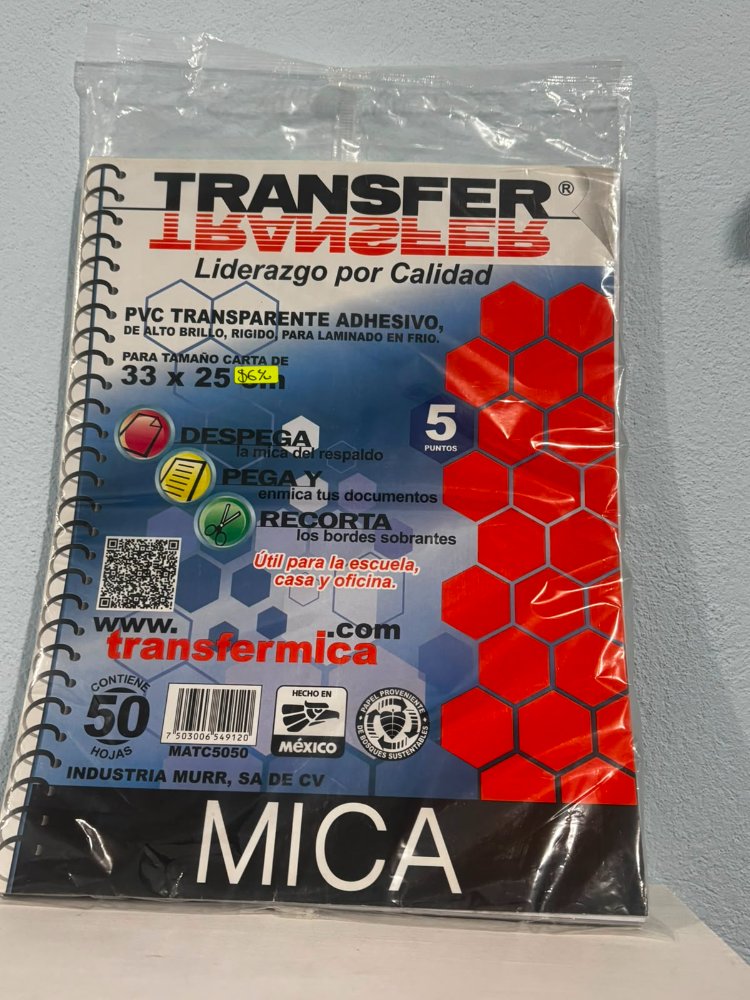 mica adhesiva tamaño carta