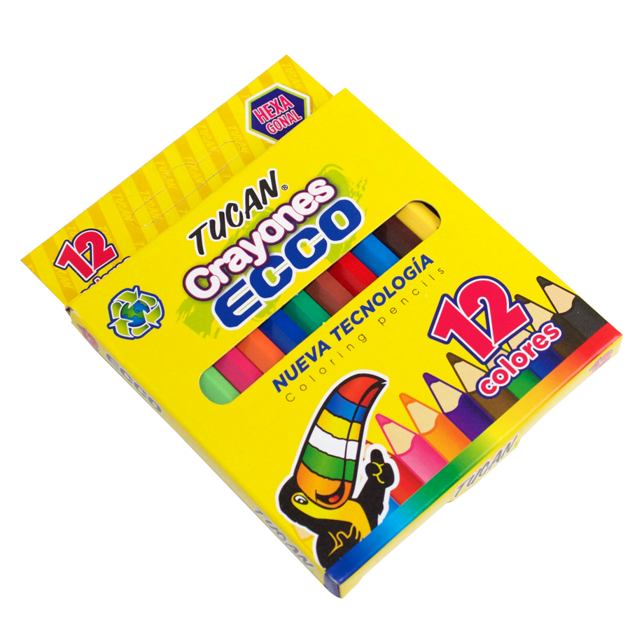 CRAYON DE MADERA CORTO TUCAN ECCO 12 COLORES