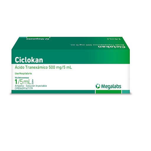 CICLOKAN (ACIDO TRANEXAMICO) 1/5ML AMPOLLA I.V - MEGALABS