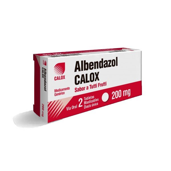 ALBENDAZOL 200MG X 2 TAB MASTICABLES CALOX