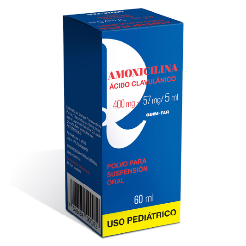 AMOXICILINA + ACIDO CLAVULANICO 400MG/57MG/5ML QUIMFAR