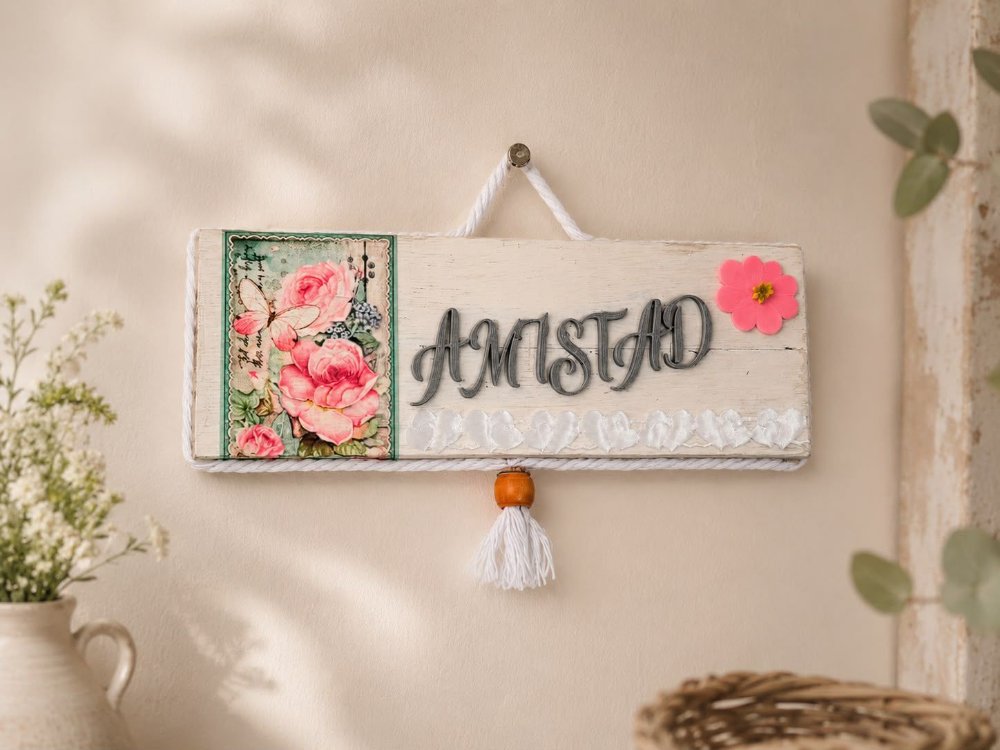 Cuadro Amistad rectancular en madera