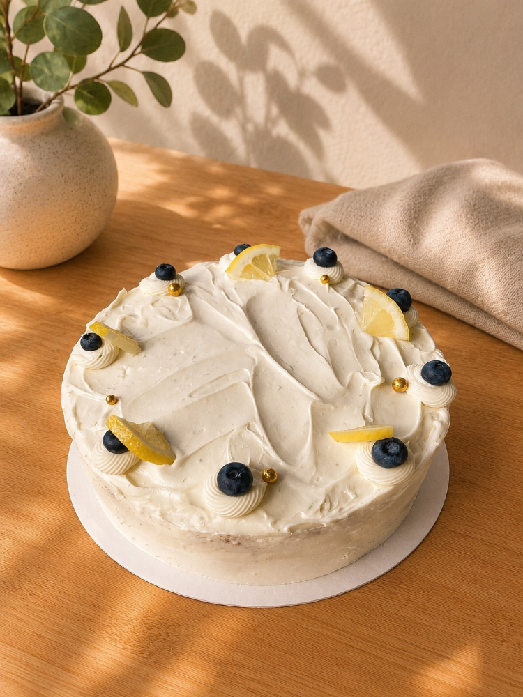 Pastel arándanos limón