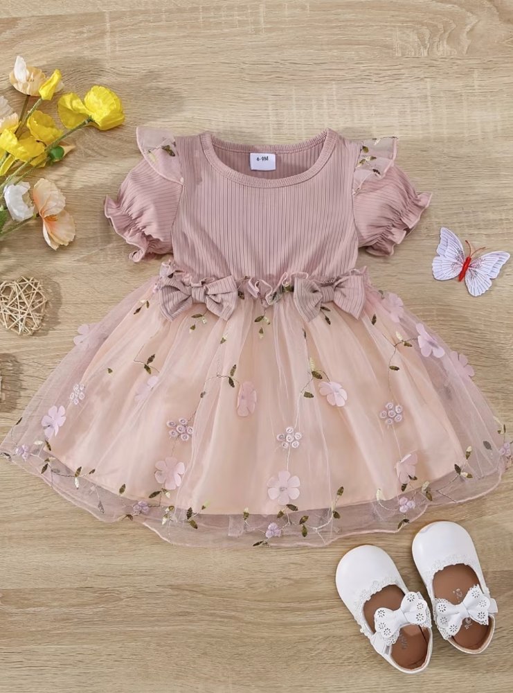 Vestido Palo Rosa con Moños