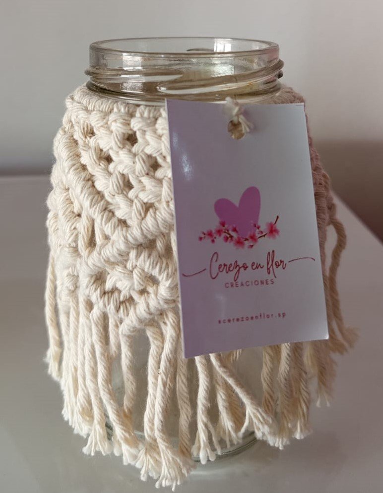 Frasco macramé