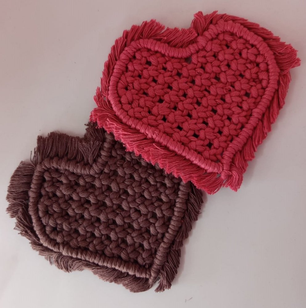 Posavasos de macramé Corazón