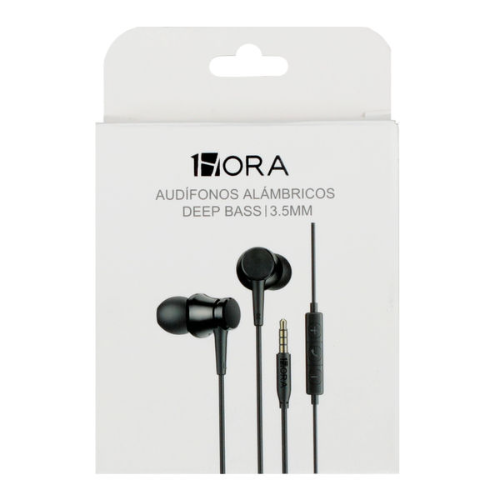 1Hora Audifonos 3.5MM Entrada jack Plug  Negro