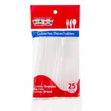 Cuchillo Domingo Desechable Grande Blanco Paquete x 25 Unds
