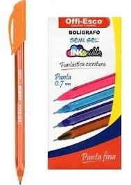 Bolígrafo Color naranja  semi gel 0.7 m OFFI-ESCO