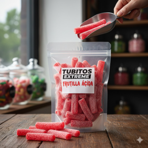 Bolsita Gomita tubitos extreme frutilla