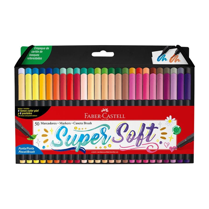 PLUMON DELGADO FABER CASTELL SUPERSOFT PUNTA PINCEL X 50 UND