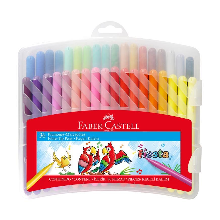PLUMÓN DELGADO FABER CASTELL FIESTA 45 ESTUCHE RÍGIDO X 36 UND