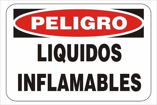CARTEL PELIGRO LIQUIDOS INFLAMABLES GRANDE