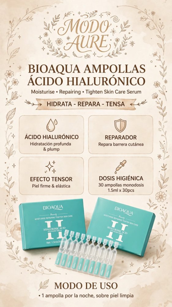 SERUM 30 AMPOLLAS MONODOSIS HIALURONICO REPARACION TRATAMIENTO BIOAQUA