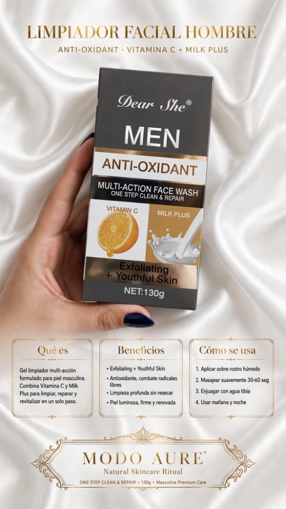 Crema Limpiadora Men Vitamina C y Leche 130gr