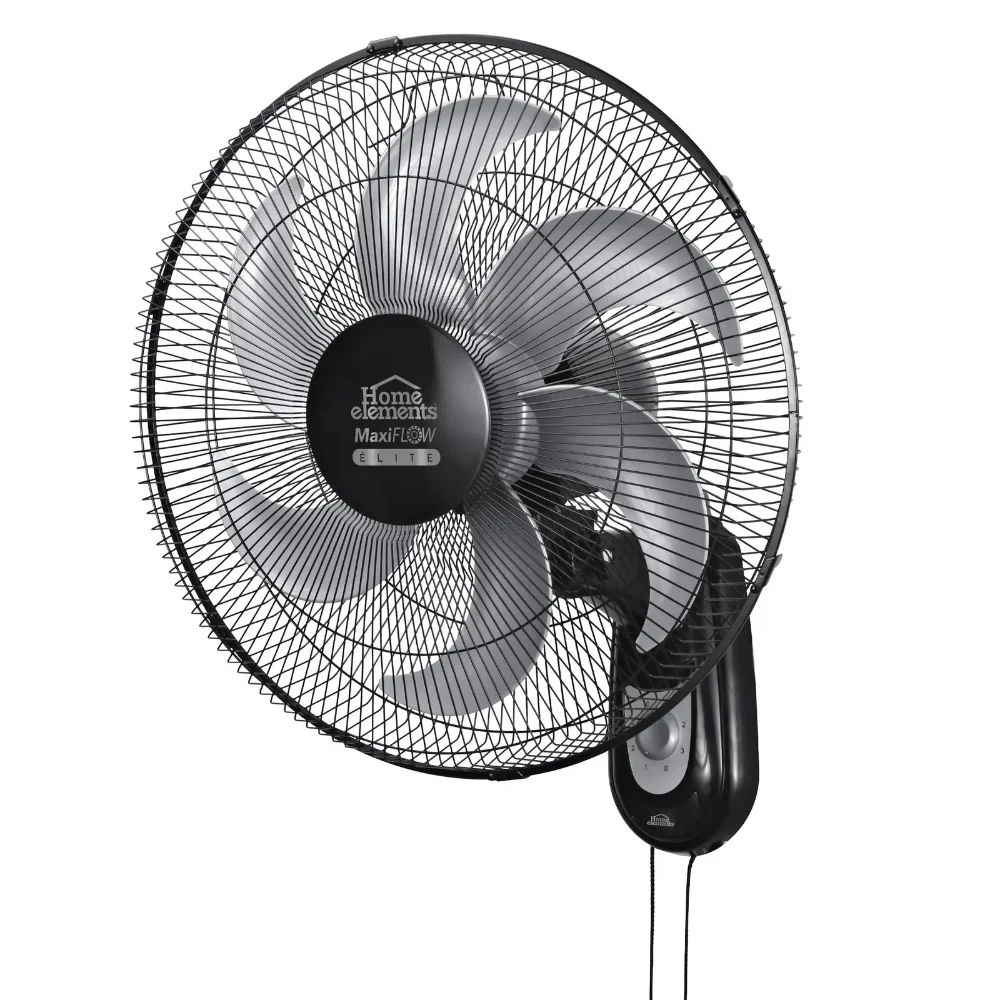 Ventilador Pared Negro Malla Plastica Home Elements
