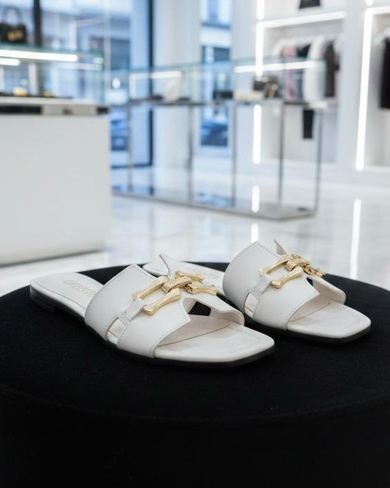 SANDALIA PISO HEBILLA BLANCA