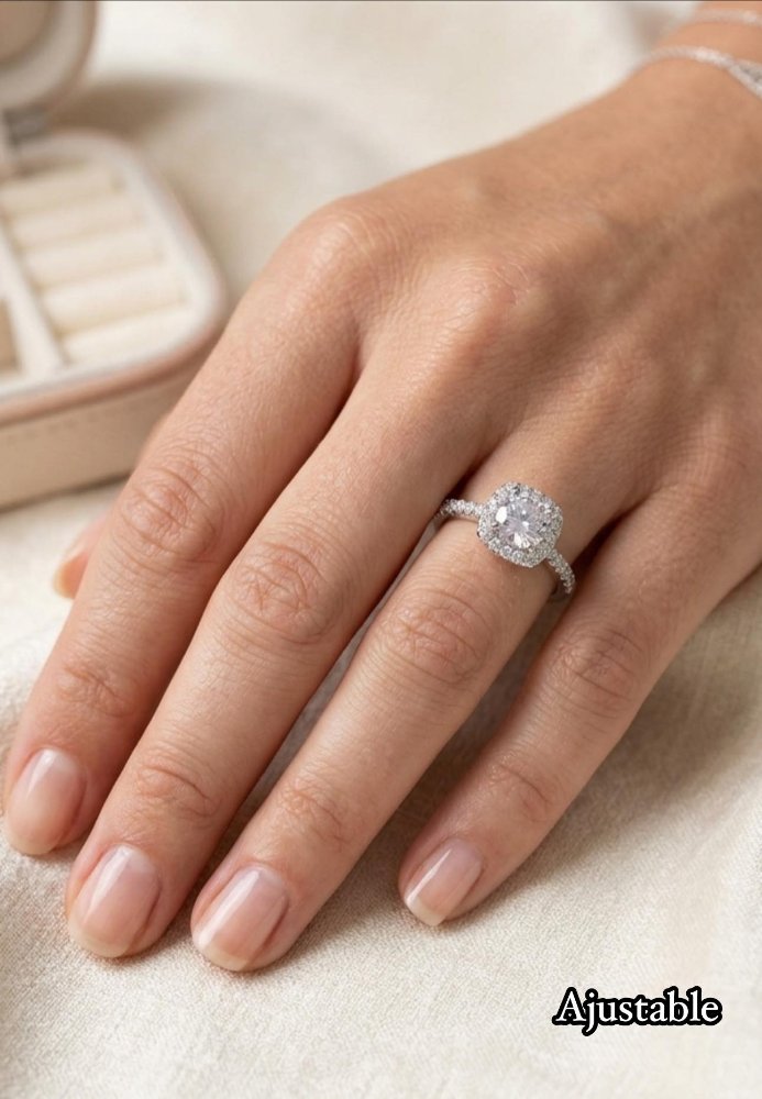 Anillo piedra cuadrada plata