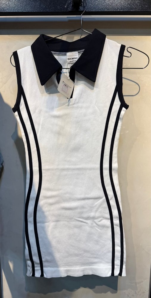 vestido blanco corto rayas
