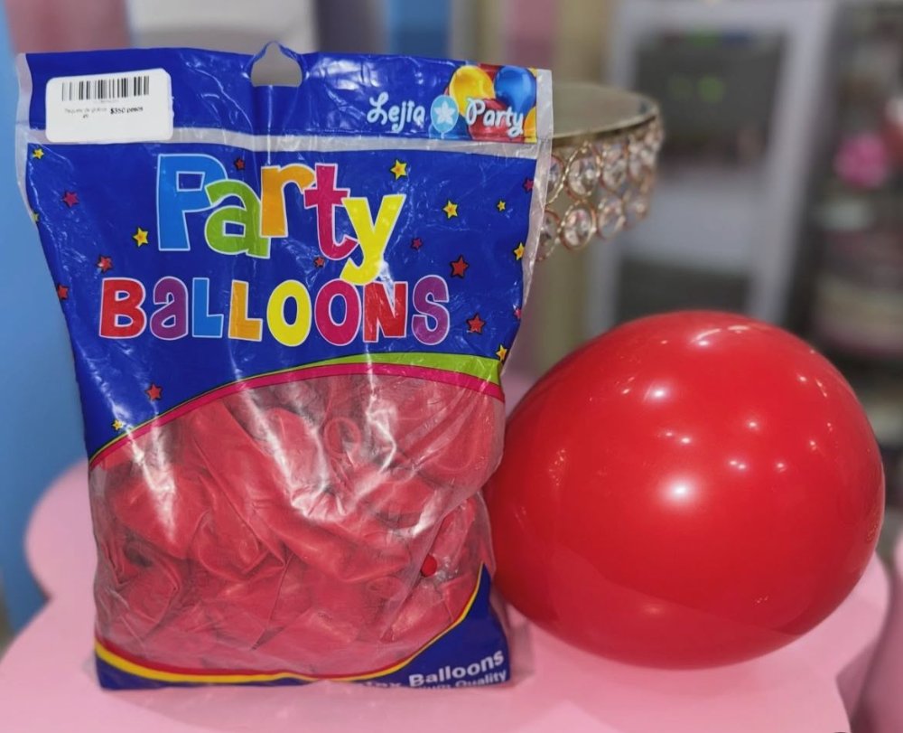 Paquete de globos #9 color rojo, paquete de 100 globos
