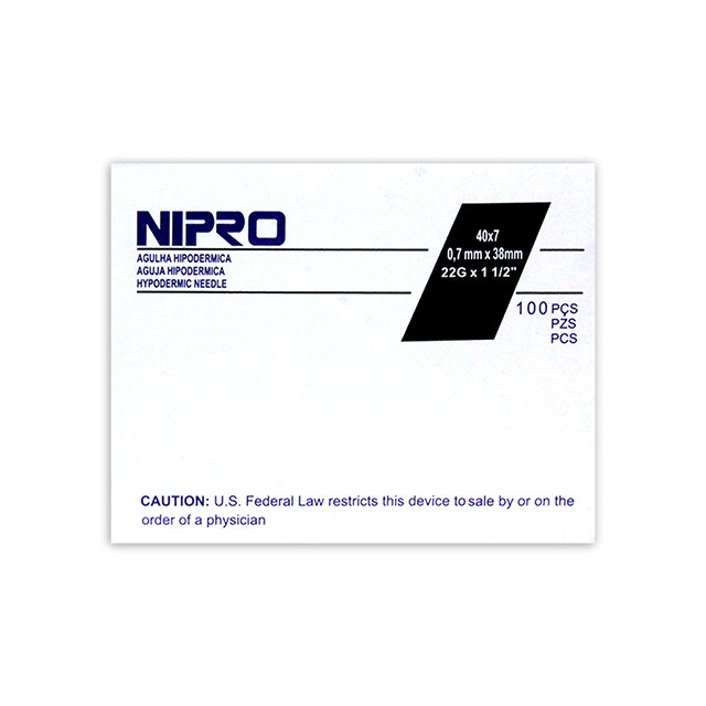 Aguja Nipro No.22 x 1 1/2 Unidad