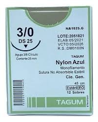 Hilo de Sutura NYLON No. 03 24MM 3/8 AG Curva