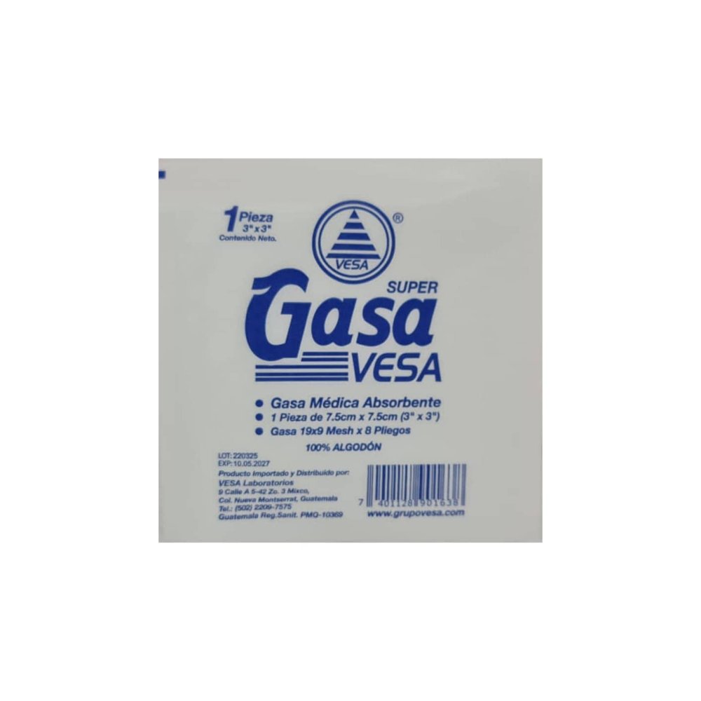 Gasa Esteril 3x2 Bolsa de 10 Unidades