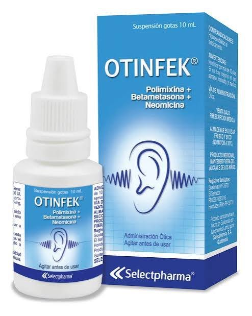 Otinfek (polimixina, neomicina y betametasona) Gotas Óticas 10ml (Selectpharma)
