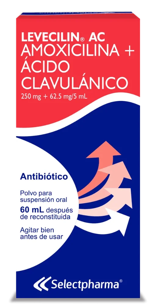 Levecilin AC BID (250 mg + 62.5 mg / 5 mL) Suspensión Frasco 120ml (Selectpharma)