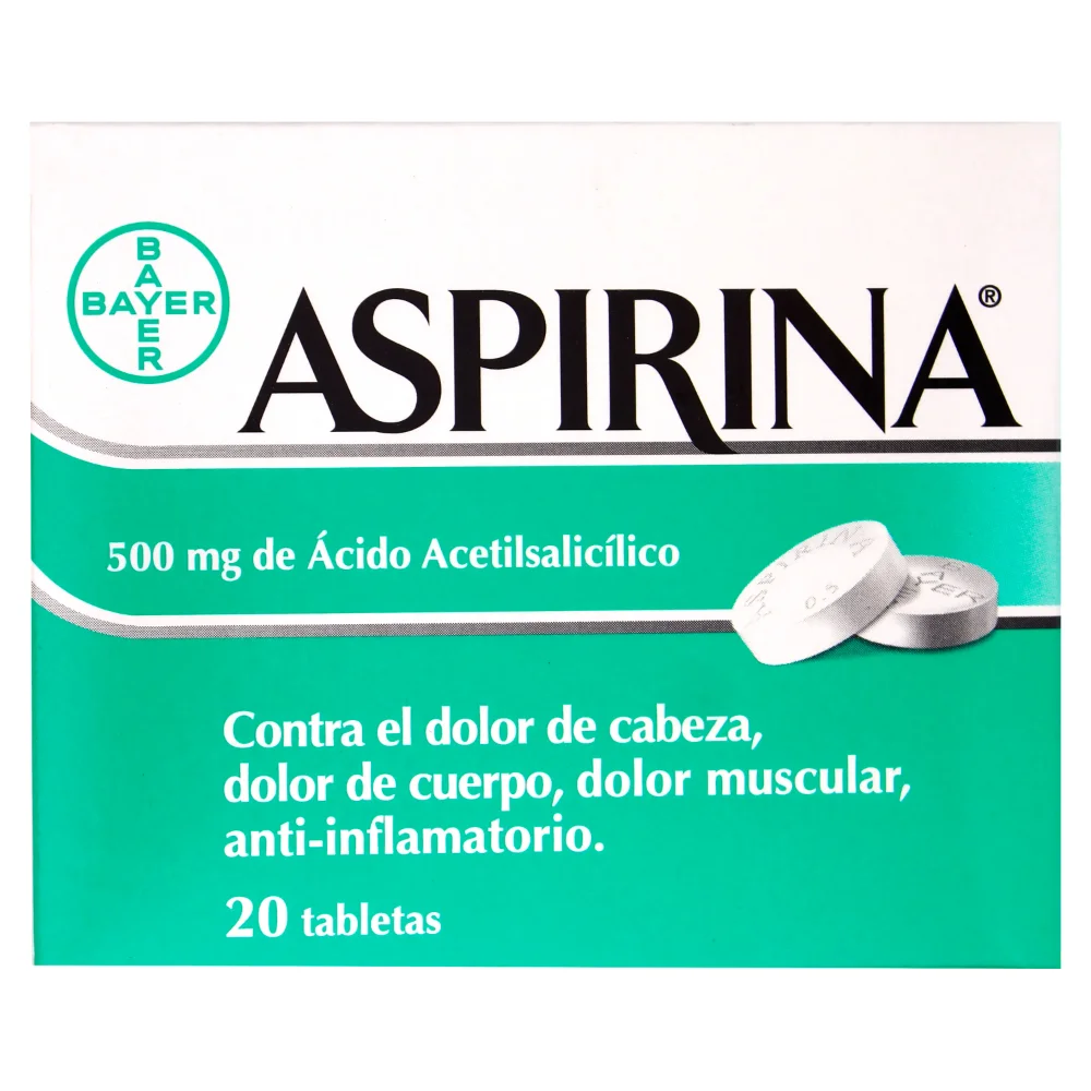 Aspirina para Adulto 500mg (Acido Acetilsalicílico) Tableta Unidad