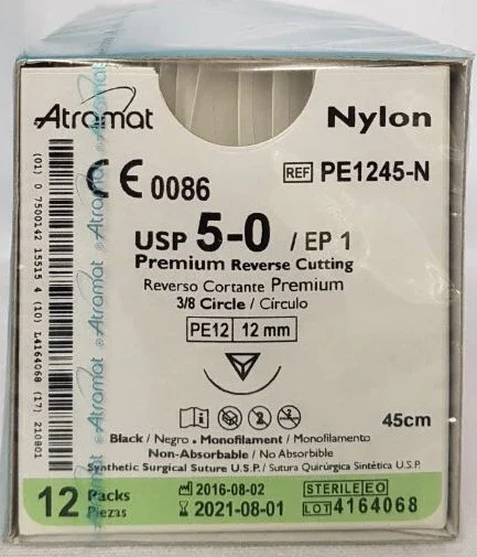 Hilo de Sutura NYLON No. 05 20.5MM 3/8 AG Curva