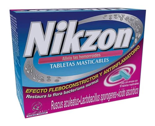Nikzon 20mg (Ruscus aculeatus y Lactobacillus sporogenes)Tabletas Masticables Blister 10 Tabletas