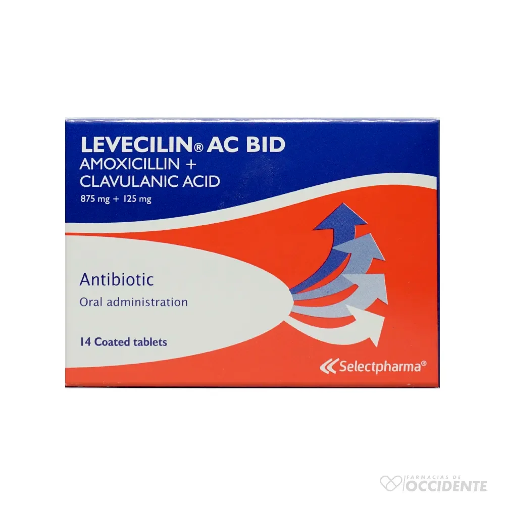 Levecilin AC BID (875 mg de amoxicilina / 125 mg de ácido clavulánico) Tableta Unidad (Selectpharma)