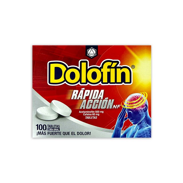 Dolofin Rojo (500 mg de acetaminofén y 65 mg de cafeína) Tableta Unidad (Caplin Point)