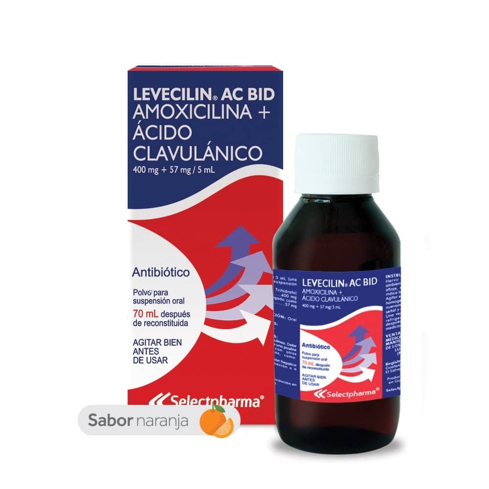 Levecilin AC BID (400MG 57MG/5ML)  Suspensión Frasco 70ml (Selectpharma)