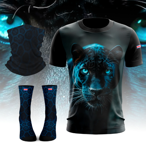 Kit Jaguar negro maga corta mujer