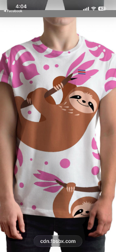 Camiseta Perezoso Blanco y fucsia mujer manga corta