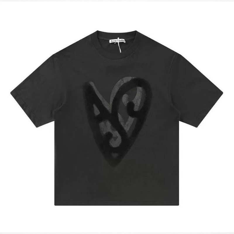 Camiseta negra Acne Studios con logo gráfico