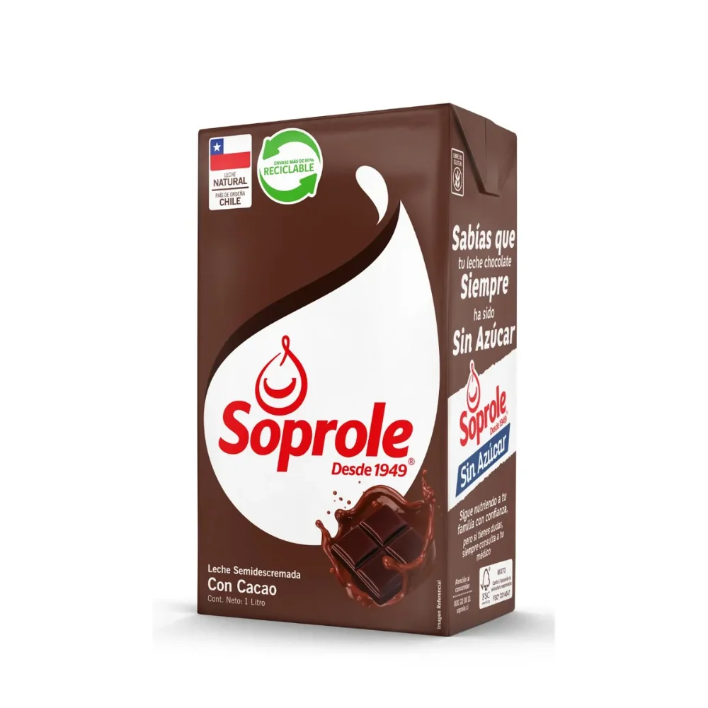 Leche Semidescremada Sabor Chocolate Soprole 1 L