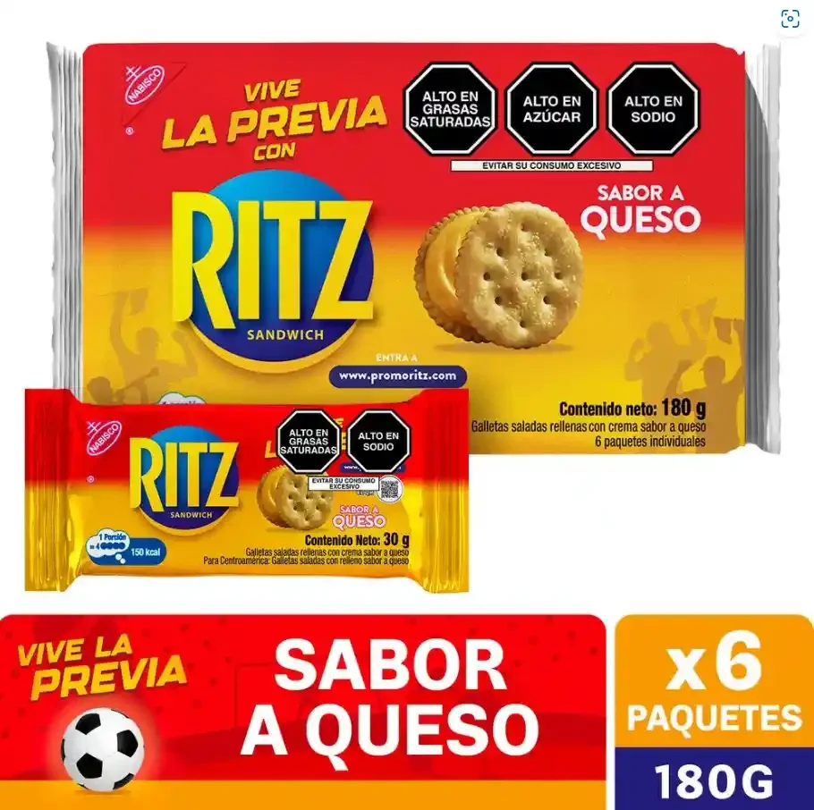 Galletas Saladas Ritz Sabor Queso Paquete 6un