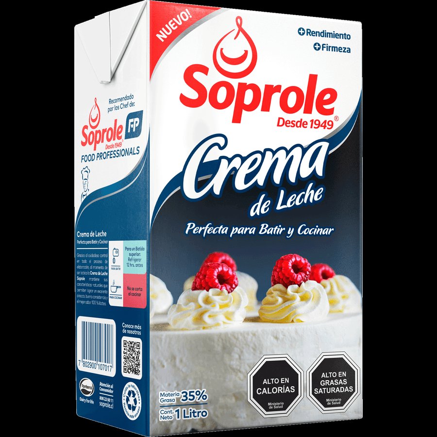 Crema de Leche Soprole Natural Larga Vida 1 L
