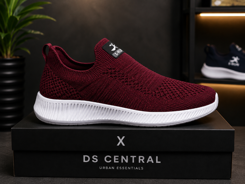 Malla slip-on vino tinto/blanco