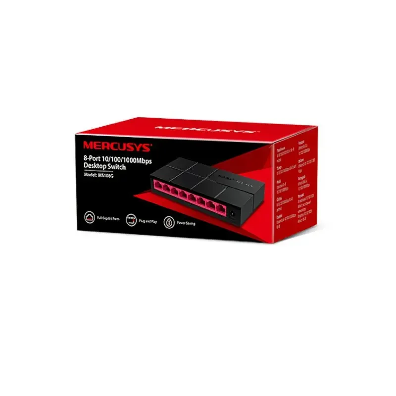 Switch 8 Puertos 10/100/1000 Mbps Mercusys P/Escritorio Ms108g A57853