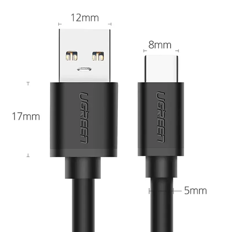 Cable Usb-A 3.0 A Usb-C 2M Negro Us184 Ugreen A66747