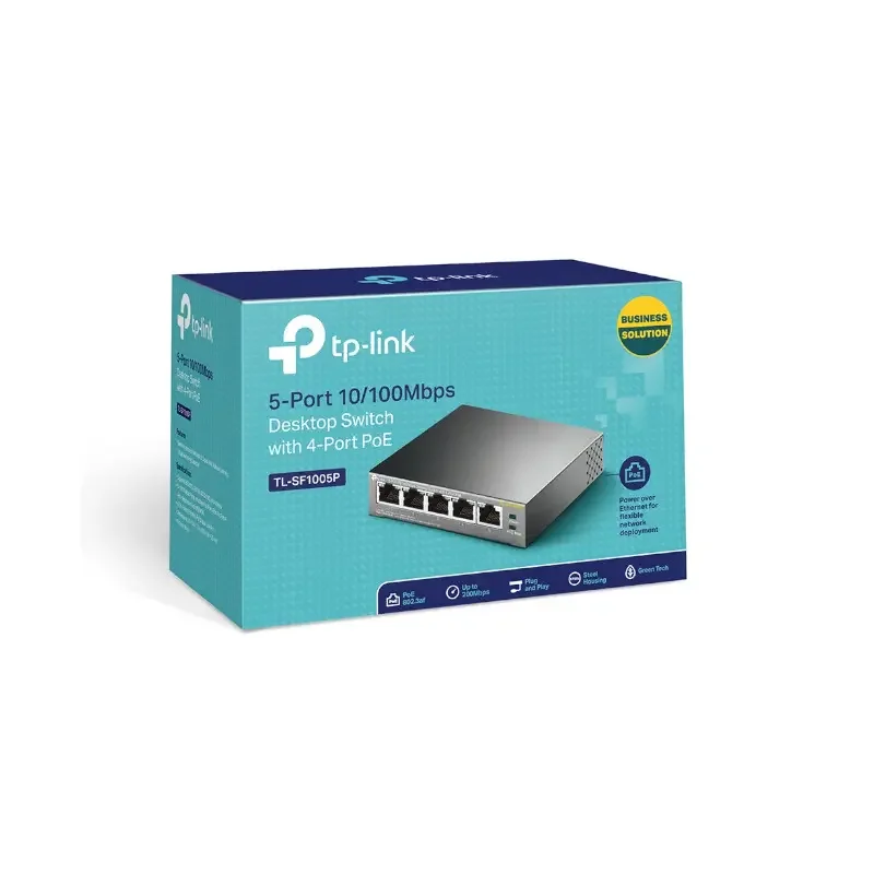 Switch 5 Puertos 10/100 Mbps C/Poe+ 4 Puertos Tp-Link P/Escritorio Tl-Sf1005P A65596