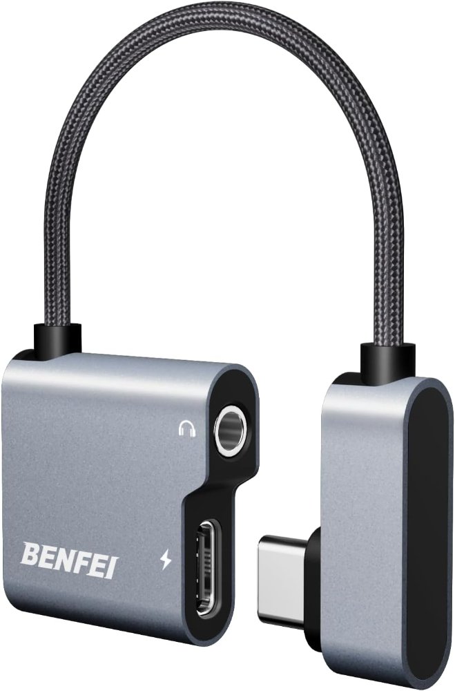 Adaptador BENFEI USB-C a conector de audio con carga rápida de 60 W, USB-C a conector hembra de 3,5 mm