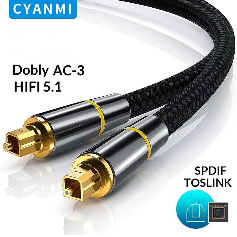 CYANMI-Cable de Audio óptico Digital HIFI 5,1, Cable Coaxial Toslink SPDIF  3M